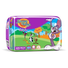 Fralda G&B Higiênicos Looney Tunes Soft Sec Tamanho G Jumbo 22 Unidades Peso Indicado 10 - 13kg