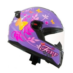 Capacete Texx Kids Flowers Fechado Viseira Antirrisco