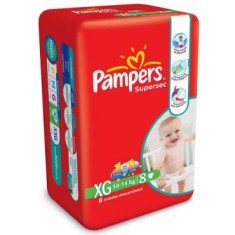 Fralda Pampers Supersec Tamanho XG Pacotinho 8 Unidades Peso Indicado 10 - 14kg