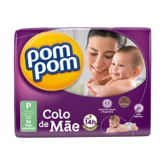 Fralda Pom Pom Colo de Mãe Tamanho P Mega 56 Unidades Peso Indicado 3 - 6kg