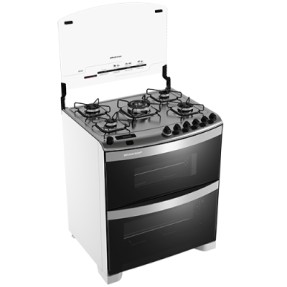 Fogão de Piso Brastemp Ative Flat Top 5 Bocas Acendimento Automático com Forno Duplo BF275AB
