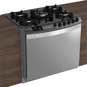 Fogão de Embutir Brastemp Ative Top Glass 5 Bocas Acendimento Automático Acabamento Inox Grill BY375AR