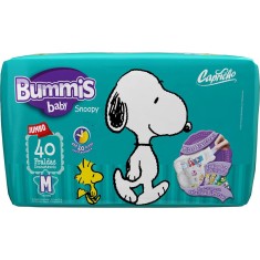 Fralda Capricho Snoopy Bummis Tamanho M Jumbo 40 Unidades Peso Indicado 5 - 10kg