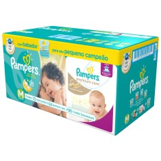 Fralda Pampers Total Confort e Nova Premium Care Tamanho M 96 Unidades Peso Indicado 6 - 9,5kg