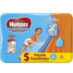 Fralda de Vestir Huggies Turma da Mônica Fralda Roupinha Tamanho G Hiper 54 Unidades Peso Indicado 9 - 14kg