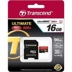 Cartão de Memória Micro SDHC-I com Adaptador Transcend Ultimate 600x 16 GB TS16GUSDHC10U1