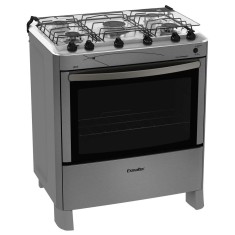 Fogão de Piso Esmaltec 5 Bocas Acendimento Automático Acabamento Inox Jade