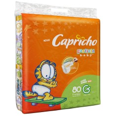 Fralda Capricho Garfield Tamanho G Jumbo 80 Unidades Peso Indicado 10 - 13kg