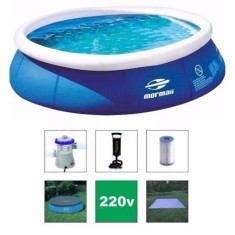 Piscina Inflável 2.600 l Redonda Mormaii 31315145 com Filtro