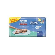 Fralda Huggies Turma da Mônica Soft Touch Tamanho Recém Nascido (RN) Mega 38 Unidades Peso Indicado Até 4kg