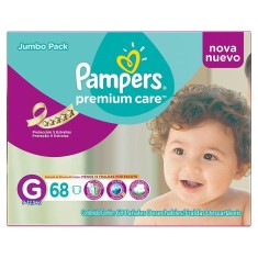 Fralda Pampers Premium Care Tamanho G Jumbo 68 Unidades Peso Indicado 9 - 12,5kg