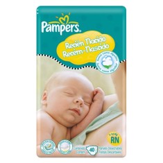 Fralda Pampers Recém Nascido Tamanho Recém Nascido (RN) Convencional 40 Unidades Peso Indicado 2 - 4kg