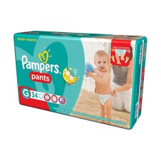 Fralda de Vestir Pampers Pants Tamanho G 34 Unidades Peso Indicado 9 - 14kg