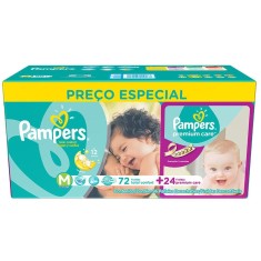 Fralda Pampers Total Confort e Premium Care Tamanho M 96 Unidades Peso Indicado 6 - 9,5kg
