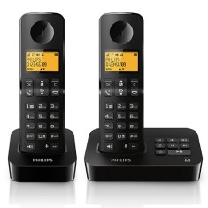 Telefone sem Fio Philips com 1 Ramal Secretaria Eletrônica D2152