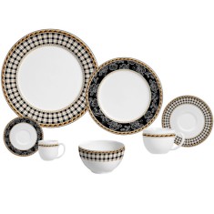 Aparelho de Jantar Redondo de Faiança 42 peças - Tartan com Bowl Porto Brasil