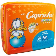 Fralda Capricho Garfield Tamanho M Prático 24 Unidades Peso Indicado 5 - 10kg