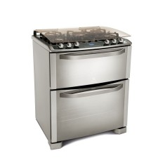 Fogão de Piso Electrolux 5 Bocas Acendimento Superautomático Acabamento Inox Grill com Forno Duplo 76GDX