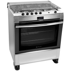Fogão de Piso Atlas 5 Bocas Acendimento Superautomático Acabamento Inox Grill Top Gourmet