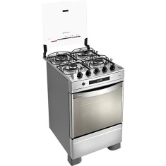 Fogão de Piso Brastemp Ative Timer Grill 4 Bocas Acendimento Automático Acabamento Inox Grill BF150AR