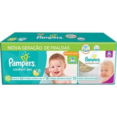 Fralda Pampers Confort Sec e Nova Premium Care Tamanho XG 70 Unidades Peso Indicado 12 - 15kg