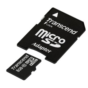 Cartão de Memória Micro SDHC com Adaptador Transcend 8 GB TS8GUSDHC10
