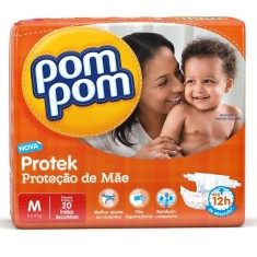Fralda Pom Pom Proteção de Mãe Tamanho M Prático 20 Unidades Peso Indicado 4 - 9kg