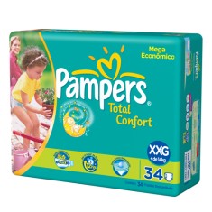 Fralda Pampers Total Confort Tamanho XXG Mega 34 Unidades Peso Indicado +14kg